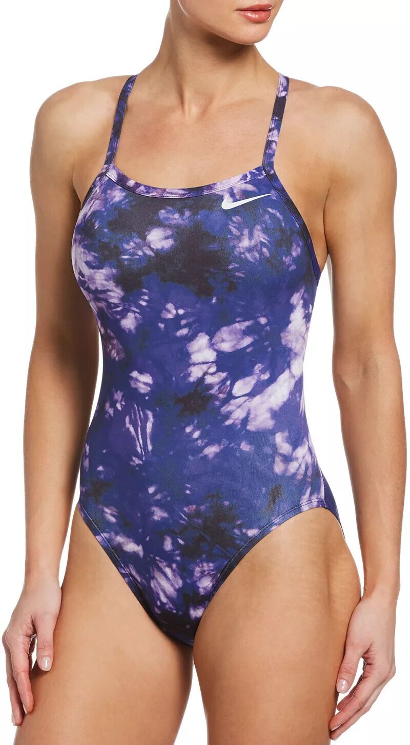 

Женский цельный купальник Nike Hydrastrong Tie Dye с перекрестной спинкой