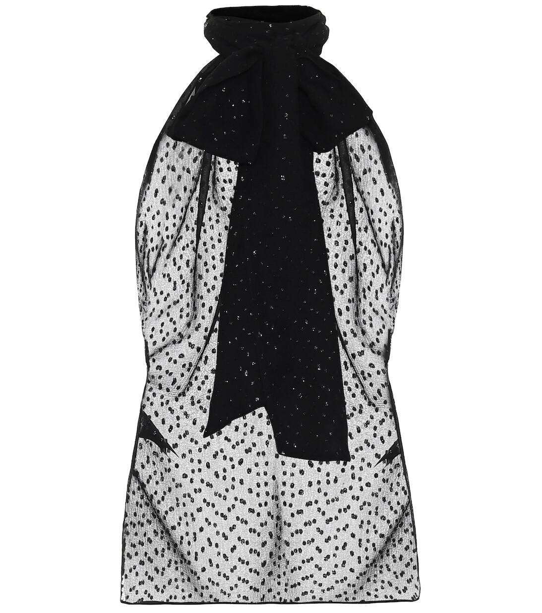 

Топ из ткани купе из смесового шелка SAINT LAURENT, черный