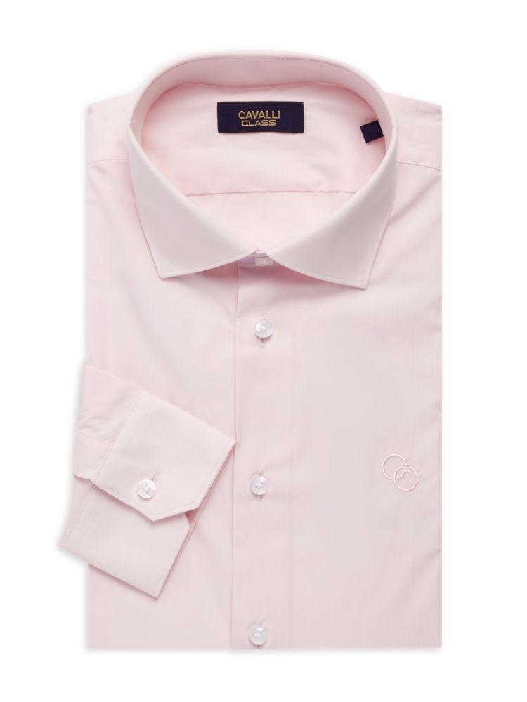Классическая рубашка комфортного кроя с логотипом Cavalli Class By Roberto Cavalli, розовый платок roberto cavalli 50х53 см розовый