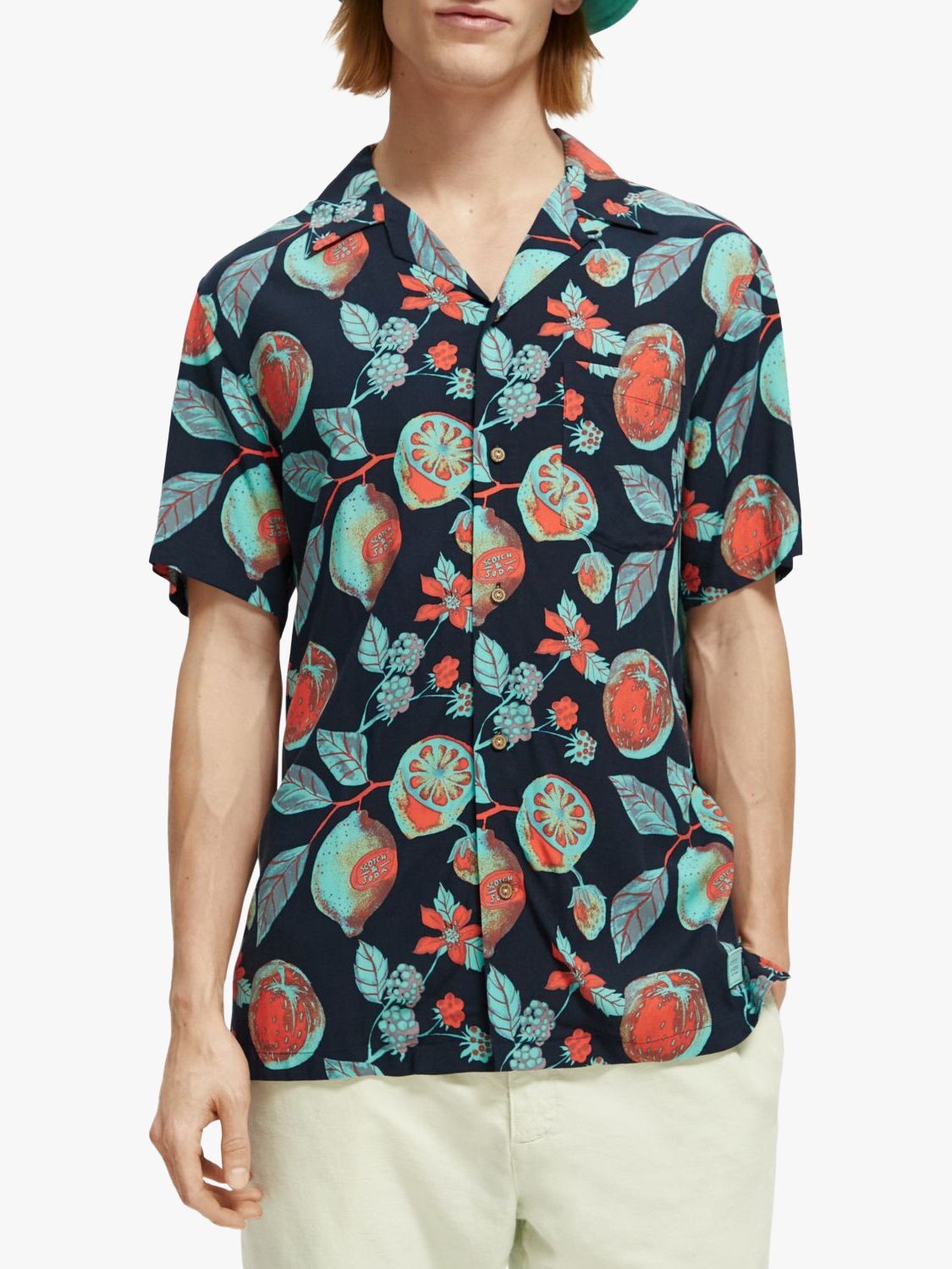 

Рубашка с коротким рукавом Scotch & Soda, темно-синие фрукты