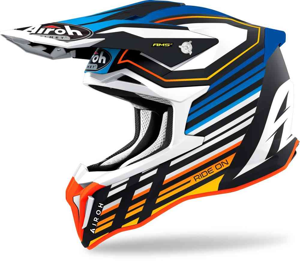 цена Шлем для мотокросса Strycker Shaded Carbon Airoh, синий мэтт