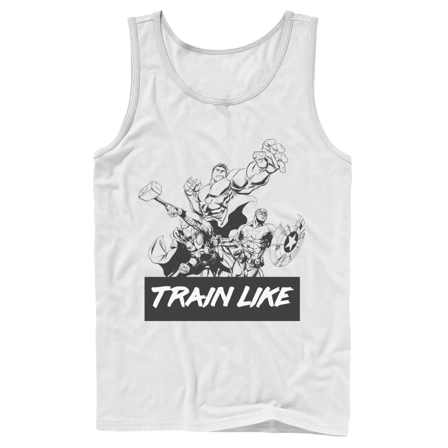 

Мужская майка с портретным силуэтом Marvel Train, похожая на The Avengers Outline Licensed Character