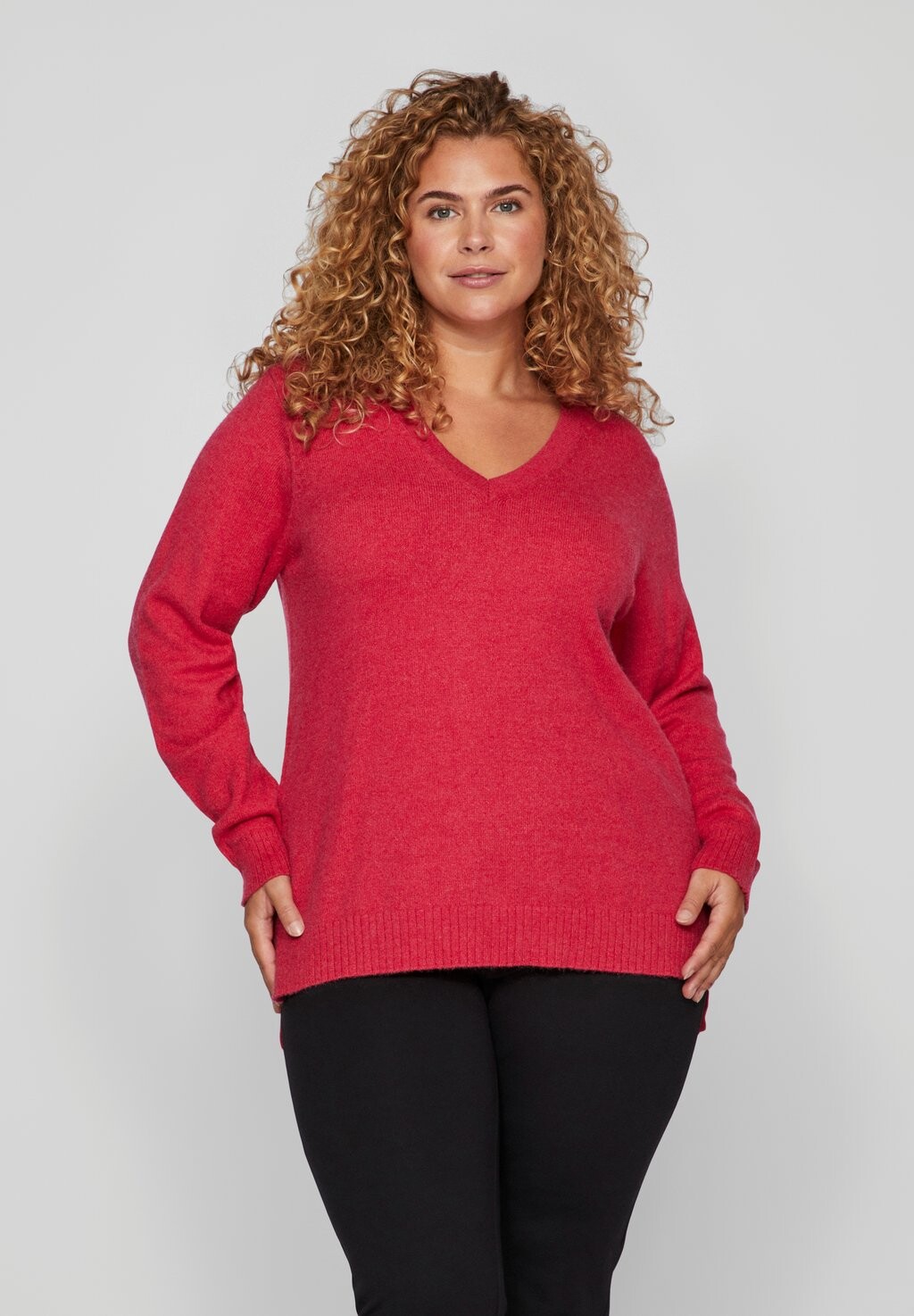 

Свитшот EVOKED VILA VIRIL V NECK NOOS, цвет love potion