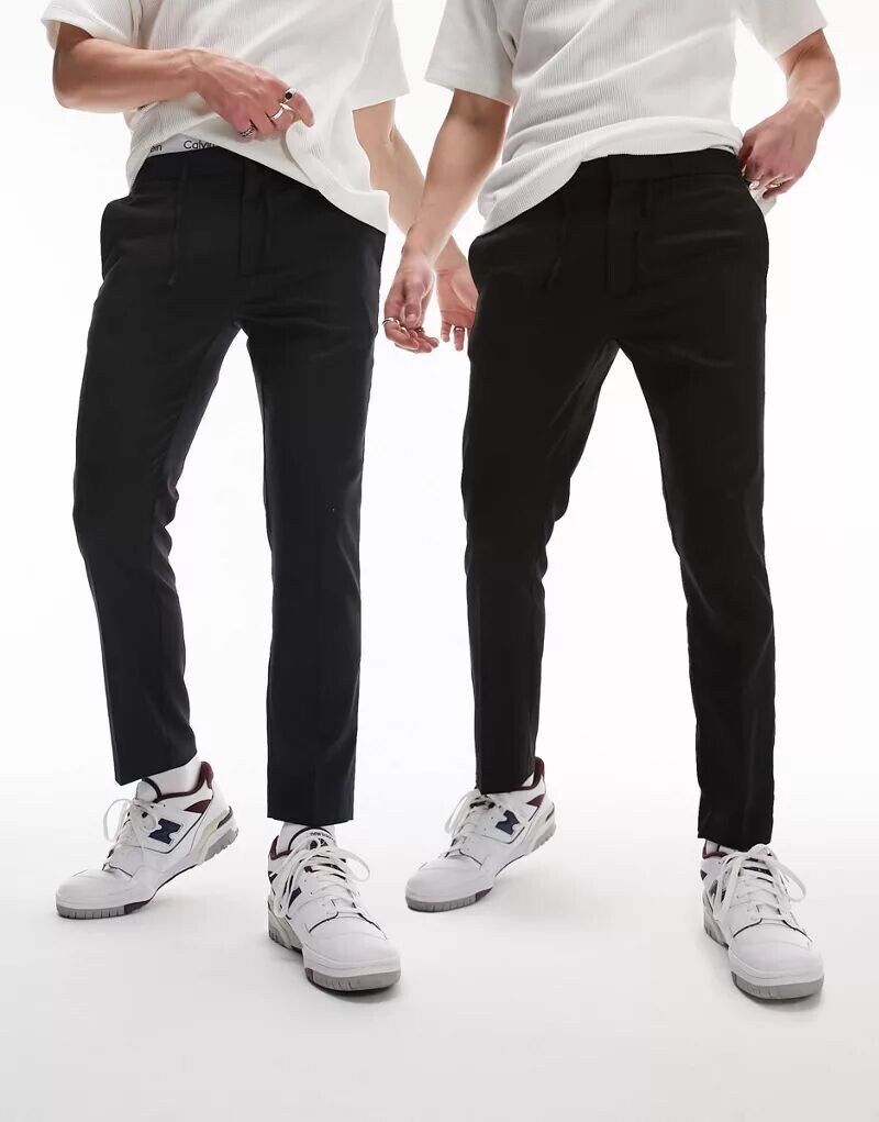 

Комплект из двух черно-синих брюк Topman с эластичным поясом