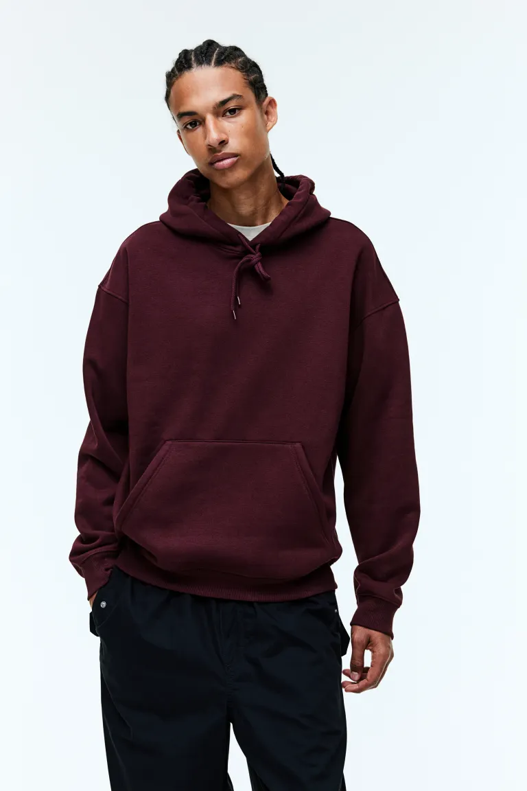

Толстовка свободного кроя с капюшоном H&M, бордовый, Красный