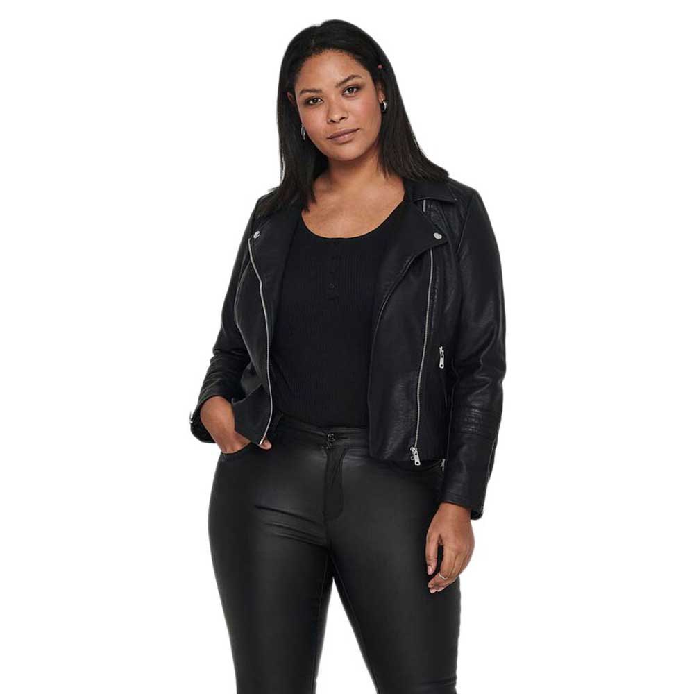 Куртка Only Carmakoma Emmy Faux Biker Leather, черный куртка zara faux leather biker кремовый