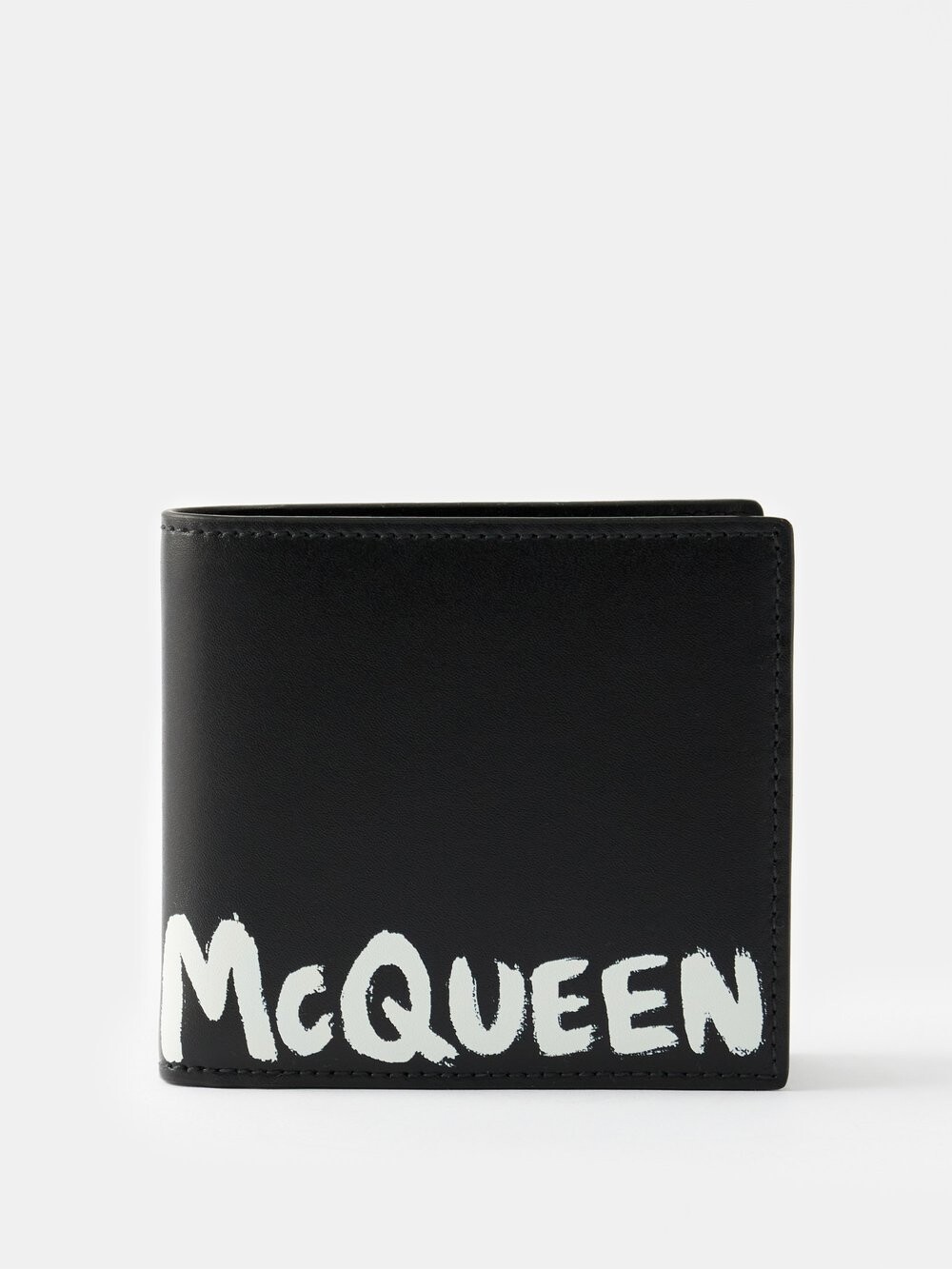 

Складной кожаный кошелек с принтом граффити Alexander McQueen, черный