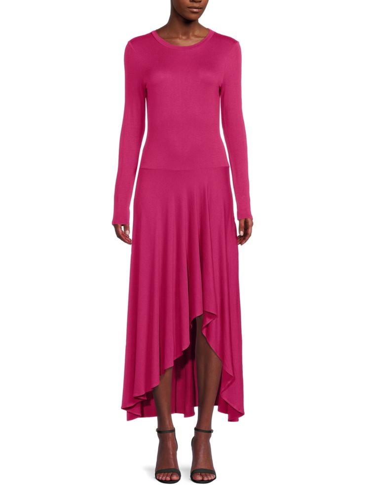 Платье с заниженной талией и высоким низким вырезом Bcbgmaxazria, цвет Sangria
