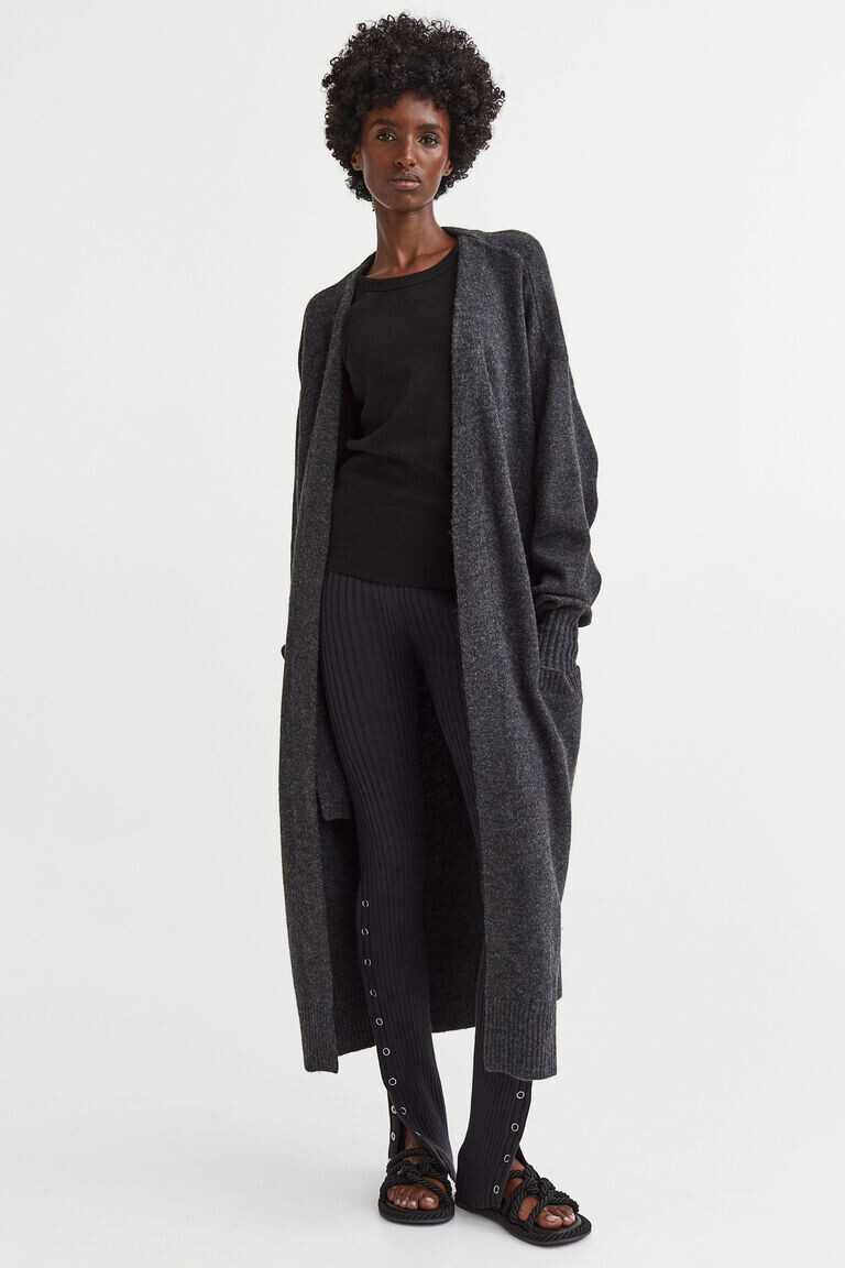 

Длинный кардиган тонкой вязки H&M, серый