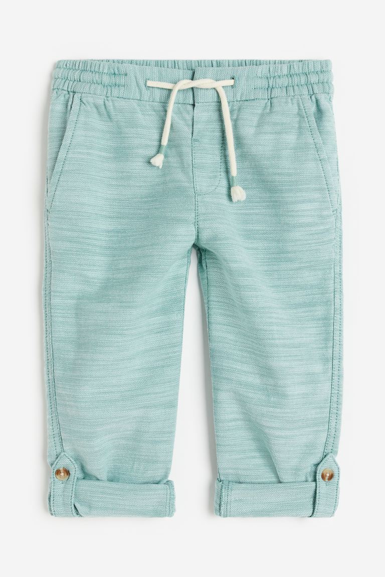 Брюки подвернутые, свободного кроя H&M, бирюзовый пижамные брюки свободного кроя h