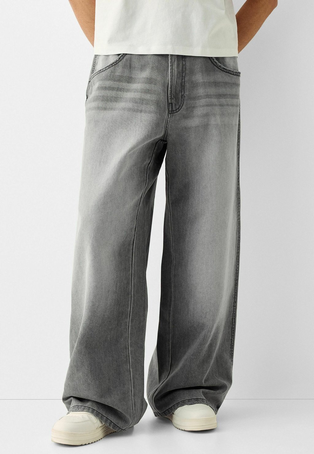 Джинсы свободного кроя Bershka, цвет mottled dark grey брюки из ткани bershka цвет mottled grey
