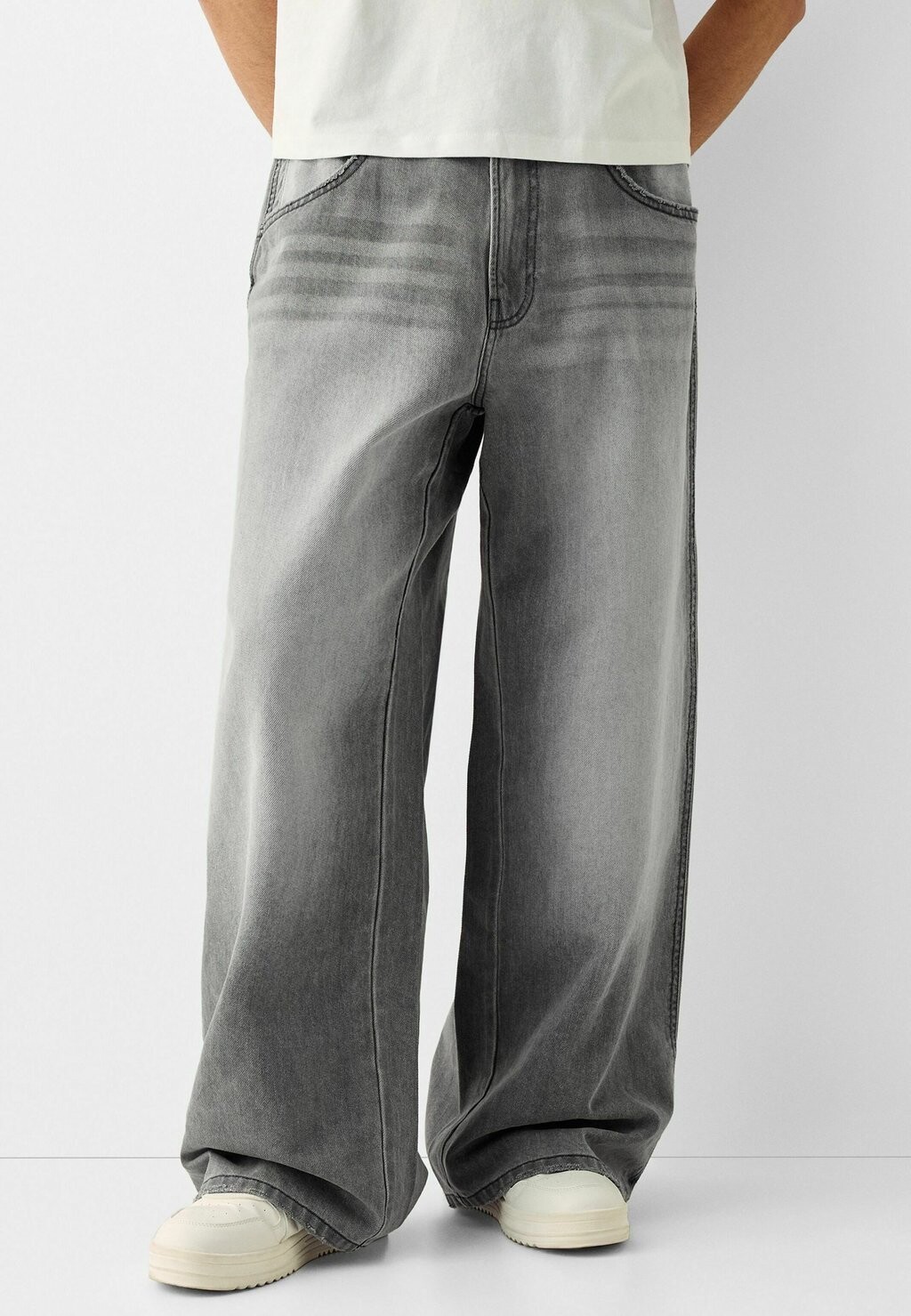 

Джинсы свободного кроя Bershka, цвет mottled dark grey