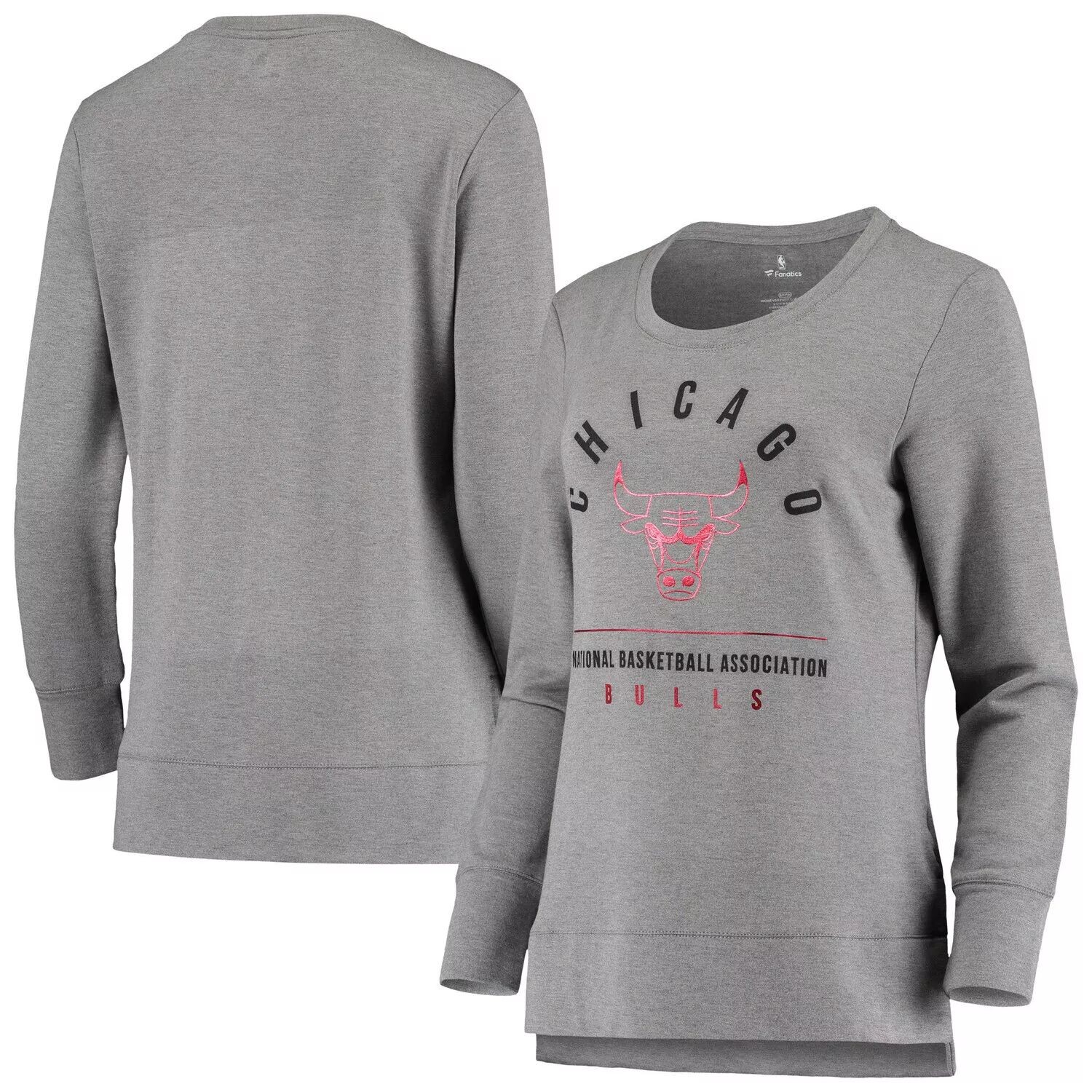 

Женский серый свитшот с круглым вырезом с логотипом Fanatics Chicago Bulls Versalux Triumph Fanatics