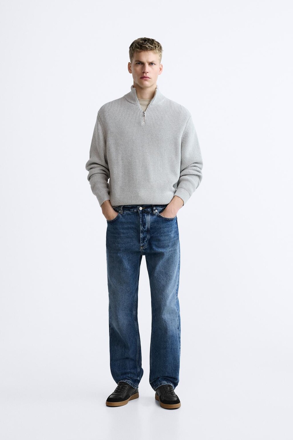 

Кожаные кроссовки ZARA, черный
