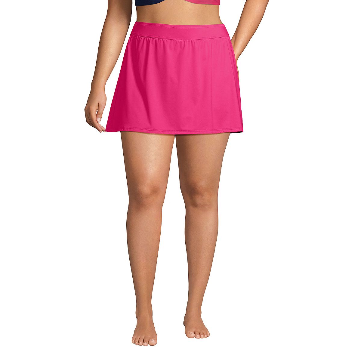 цена Женская юбка для плавания больших размеров с контролем живота, плавки для плавания Lands' End, розовый