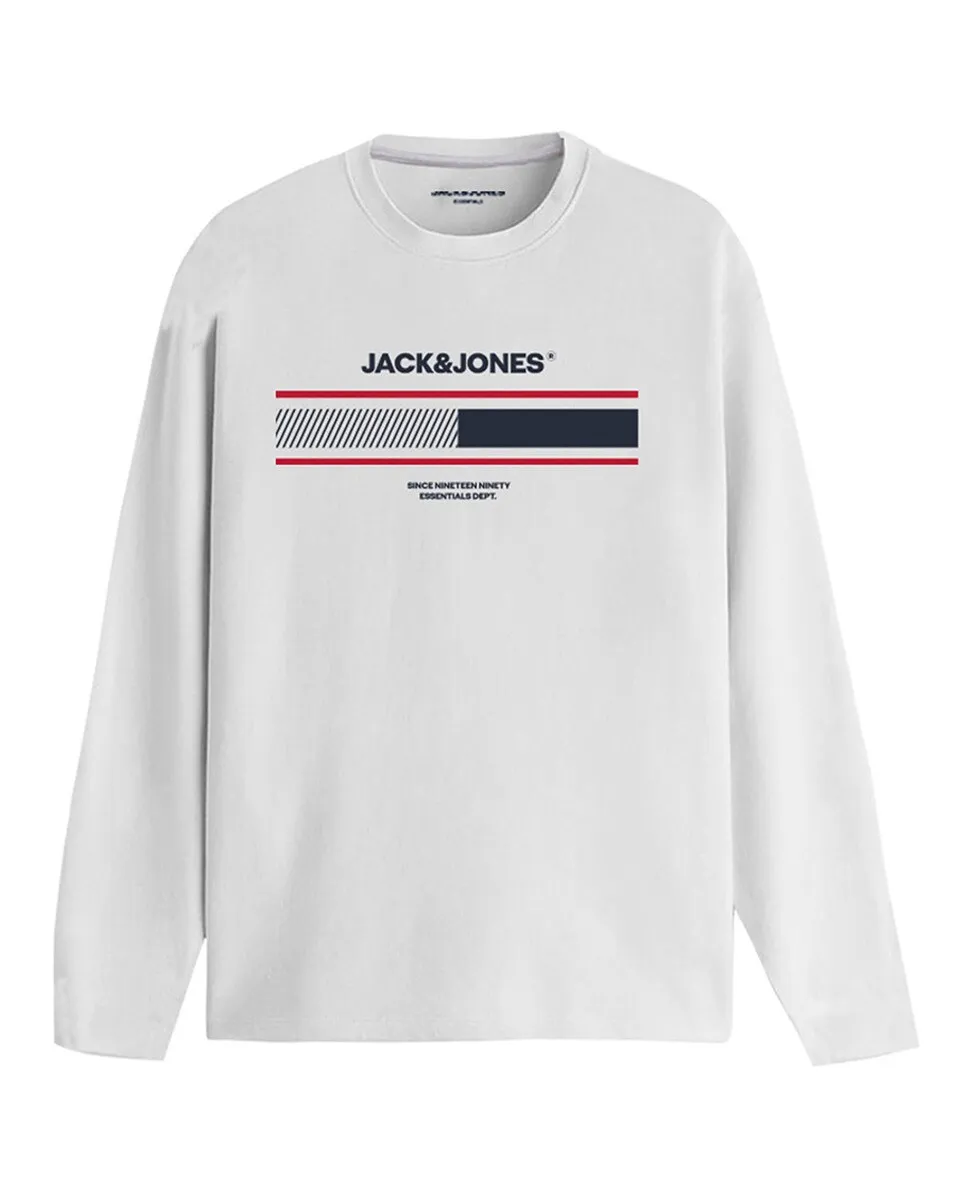 

Мужская футболка с длинными рукавами и центральным логотипом Jack & Jones, белый