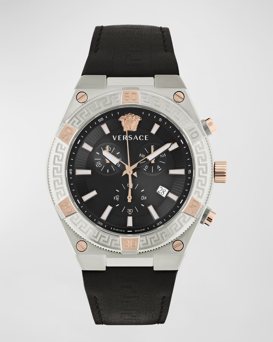 

Мужские часы V-Sporty Greca с кожаным ремешком, 46 мм Versace