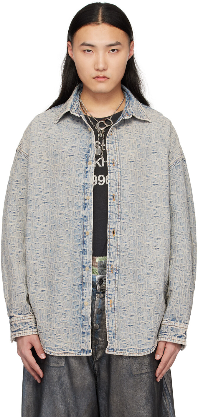

Синяя джинсовая рубашка с монограммой Acne Studios
