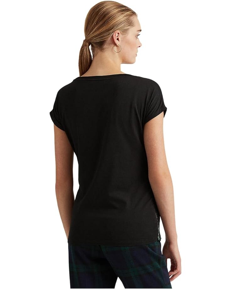 

Футболка LAUREN Ralph Lauren Sequined Plaid Cotton-Blend Tee, цвет Polo Black Multi