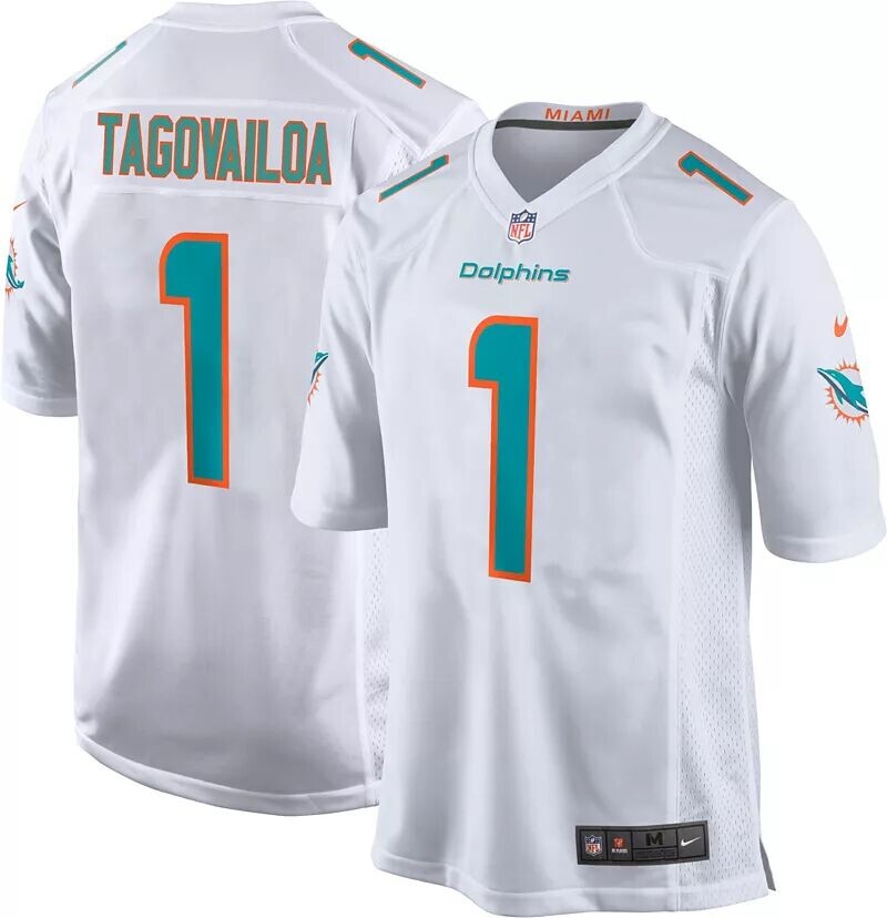

Мужское белое игровое джерси Nike Miami Dolphins Tua Tagovailoa #1