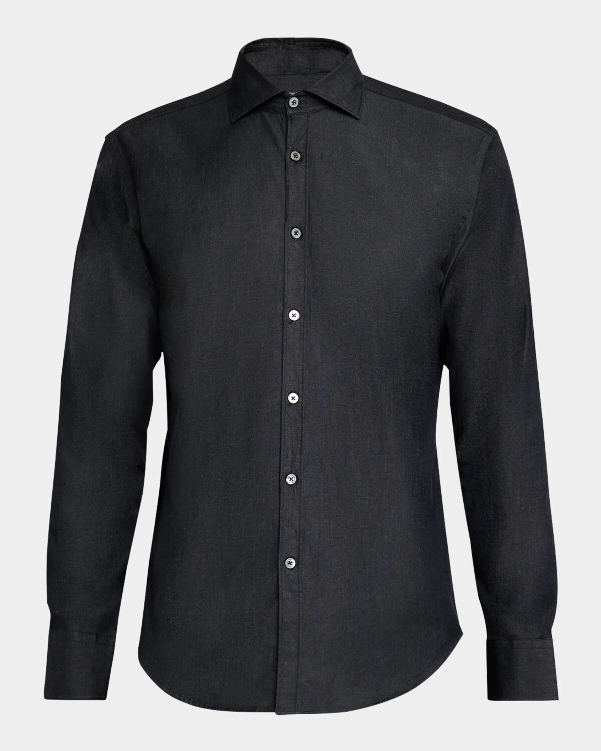

Мужская однотонная спортивная рубашка из шамбре Canali, цвет Charcoal