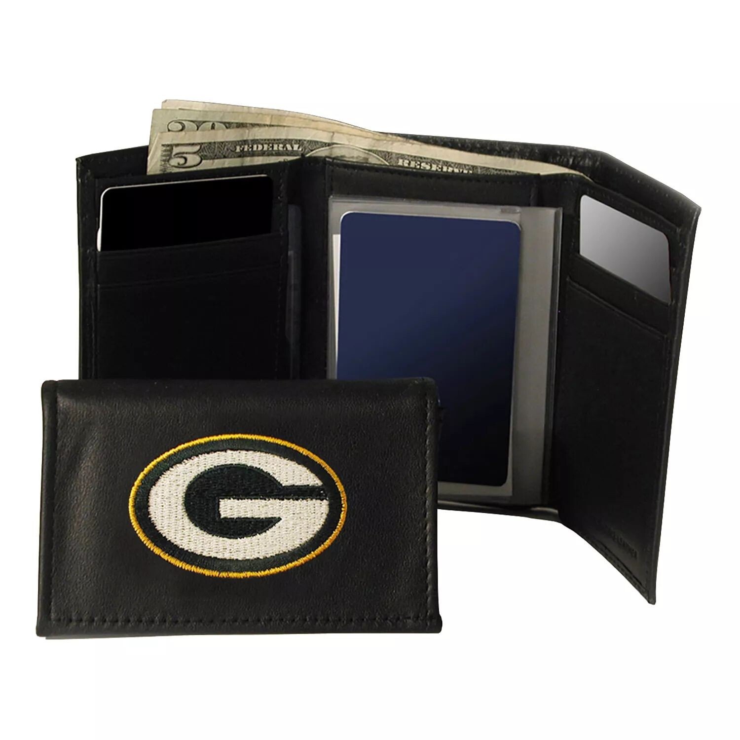 

Кожаный кошелек тройного сложения Green Bay Packers