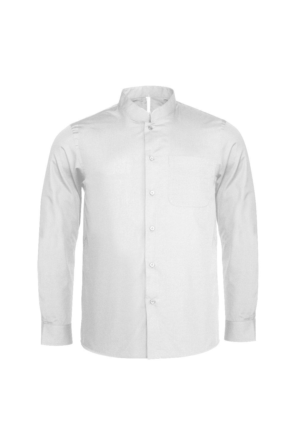 Рубашка с воротником-стойкой с длинными рукавами Kariban, белый перчатки военпро регулируемые манжеты размер m мультиколор