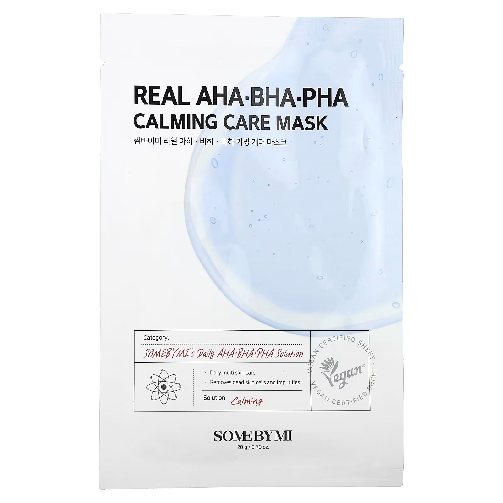 

Успокаивающая косметическая маска Real AHA BHA PHA, 1 лист, 0,7 унции (20 г) SOME BY MI