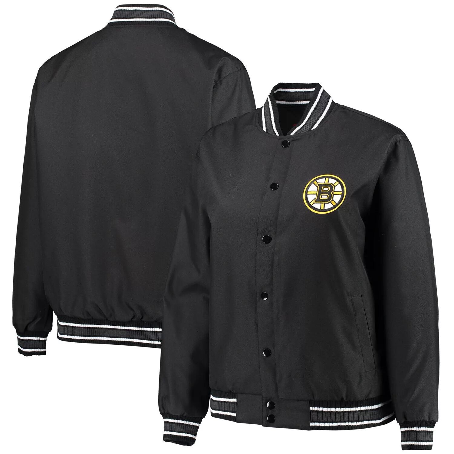 

Женская черная куртка с кнопками спереди JH Design Boston Bruins Plus Size