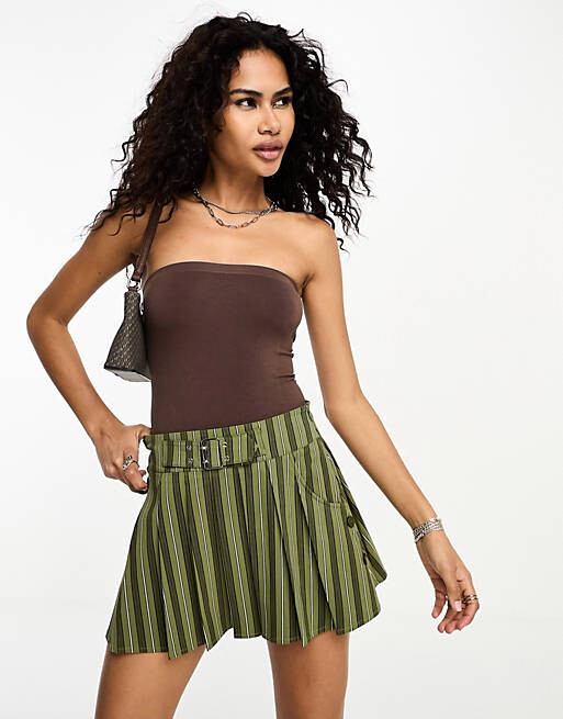 

Коричневое бесшовное боди-бандо Bershka