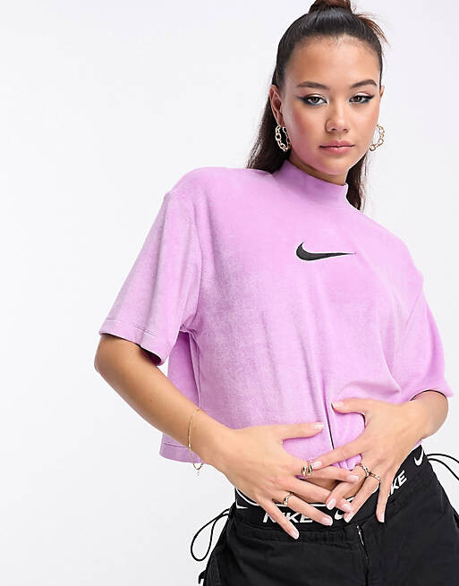 

Укороченная махровая футболка миди с галочкой Nike Nike