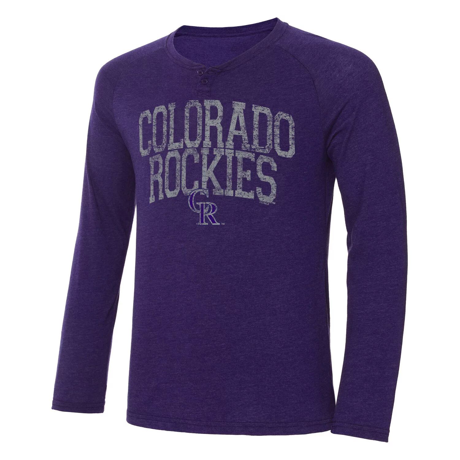 Мужская футболка Concepts Sport Purple Colorado Rockies Inertia Raglan с длинным рукавом в стиле Хенли