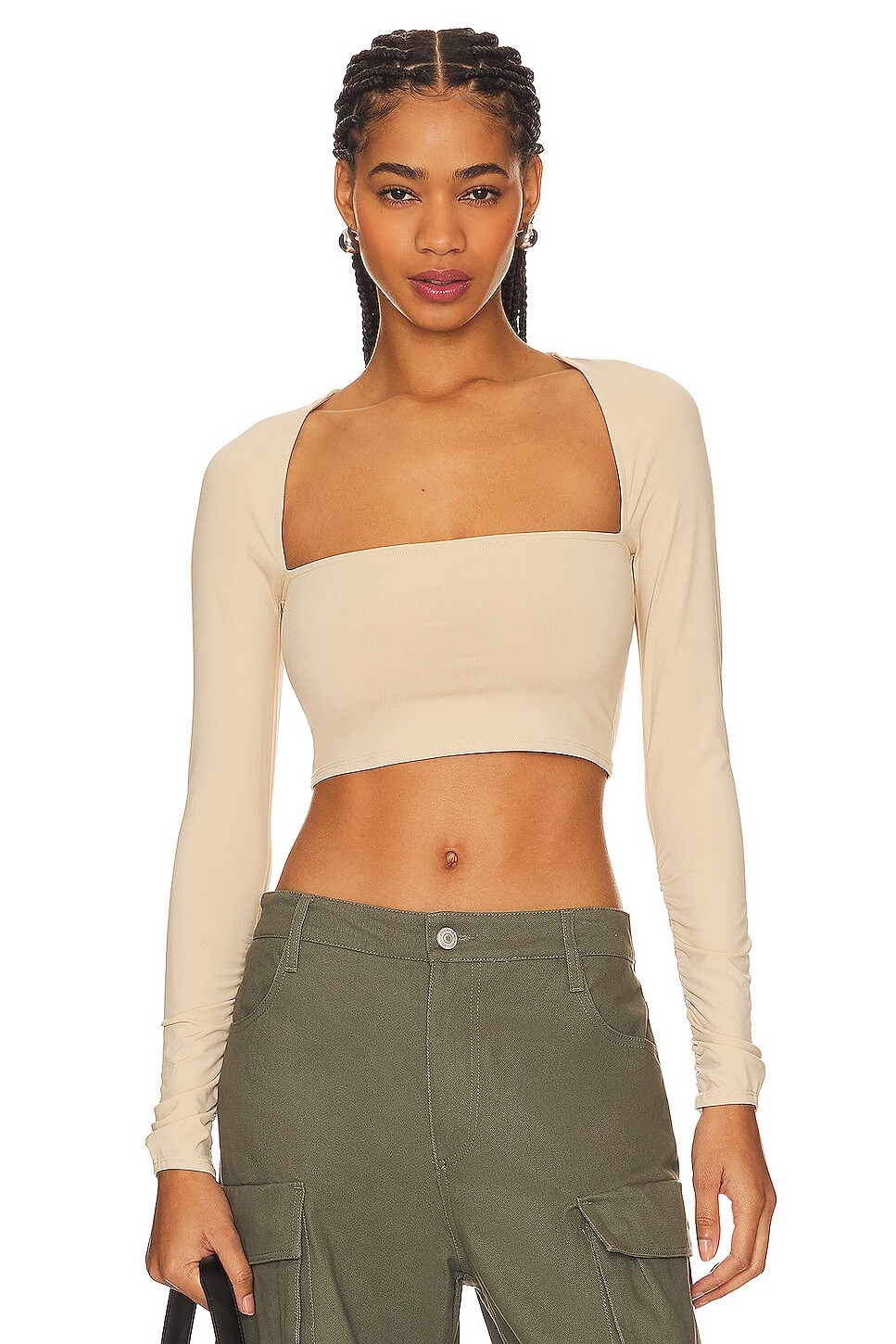 

Топ WeWoreWhat Long Sleeve Bandeau, бежевый