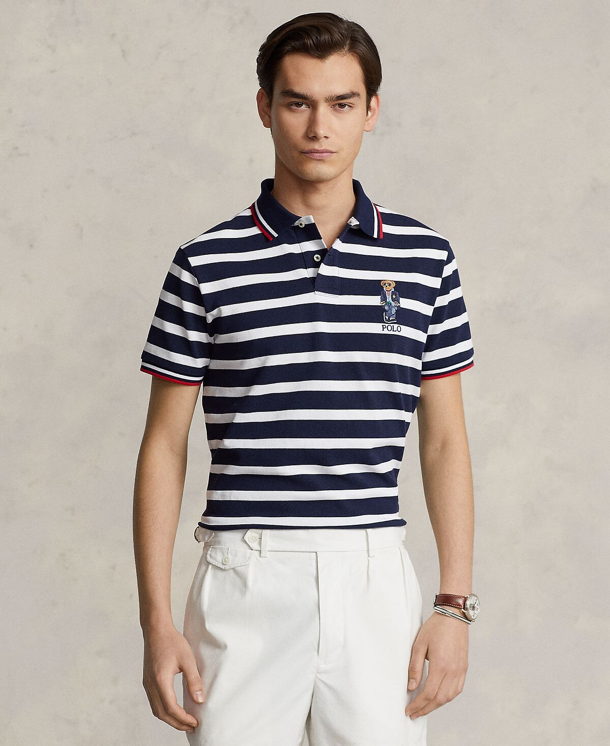 

Мужская тонкая рубашка-поло из сетки с медведем на заказ Polo Ralph Lauren