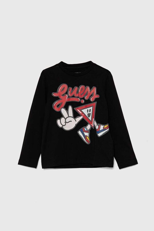

Детская хлопковая рубашка с длинным рукавом Guess, черный