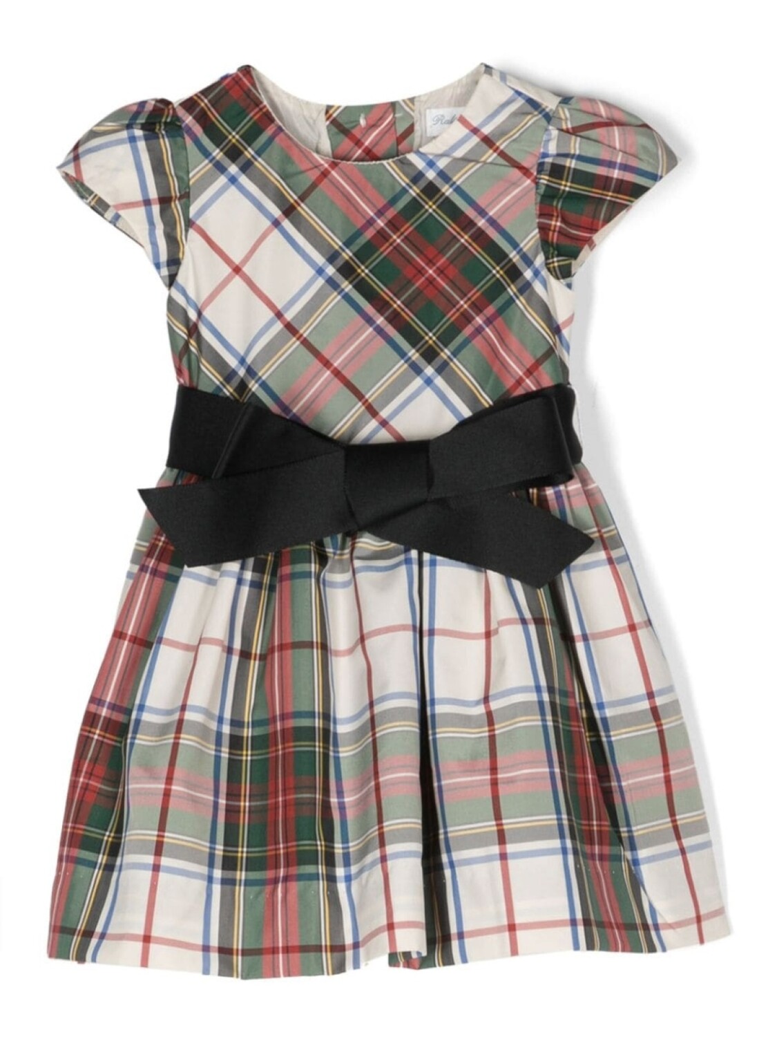 

Ralph Lauren Kids клетчатое платье с бантом, серый