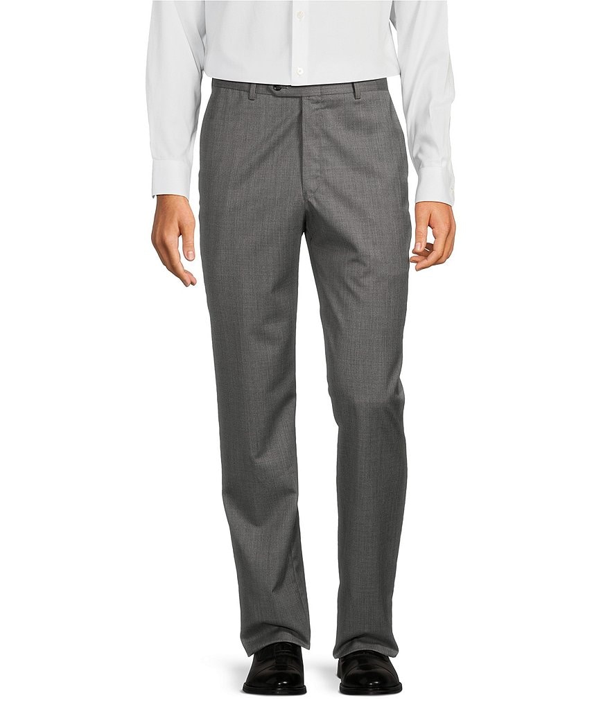 Однотонные классические брюки с плоской передней частью Hart Schaffner Marx New York, серый