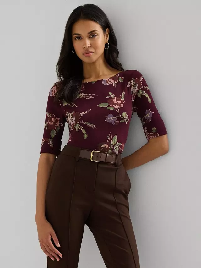 

Топ Ralph Lauren Lauren Ralph Lauren Judy Floral, цвет burgundy/multi