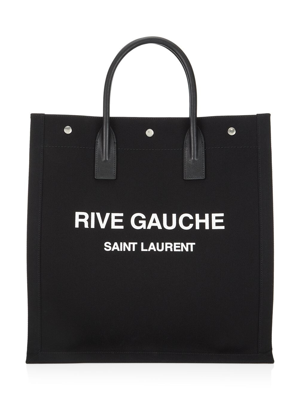 

Сумка-тоут Rive Gauche North/South из парусины с принтом и кожи Saint Laurent, неро