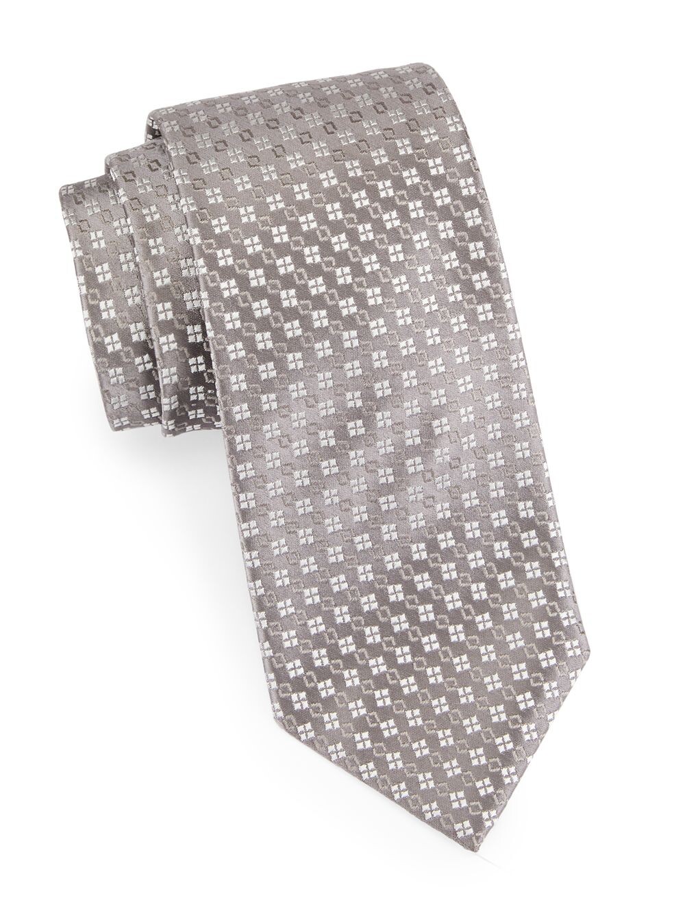 

Шелковый жаккардовый галстук с цепочкой Mini Medallion Charvet, серый