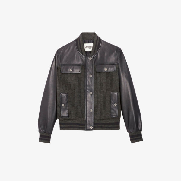 

Кожаная и трикотажная куртка Clyde с ребристым воротником Claudie Pierlot, цвет divers
