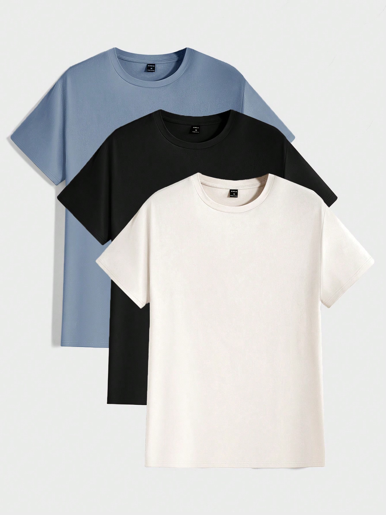 Мужская повседневная однотонная футболка с круглым вырезом и короткими рукавами Manfinity Basics, черный