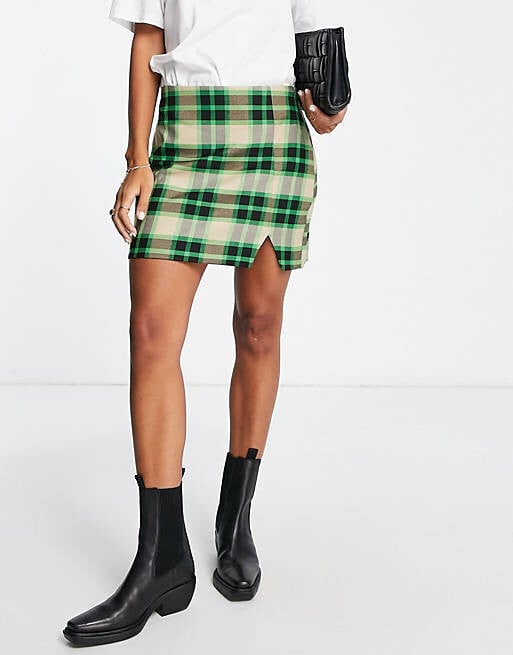 

Зеленая мини-юбка в клетку River Island