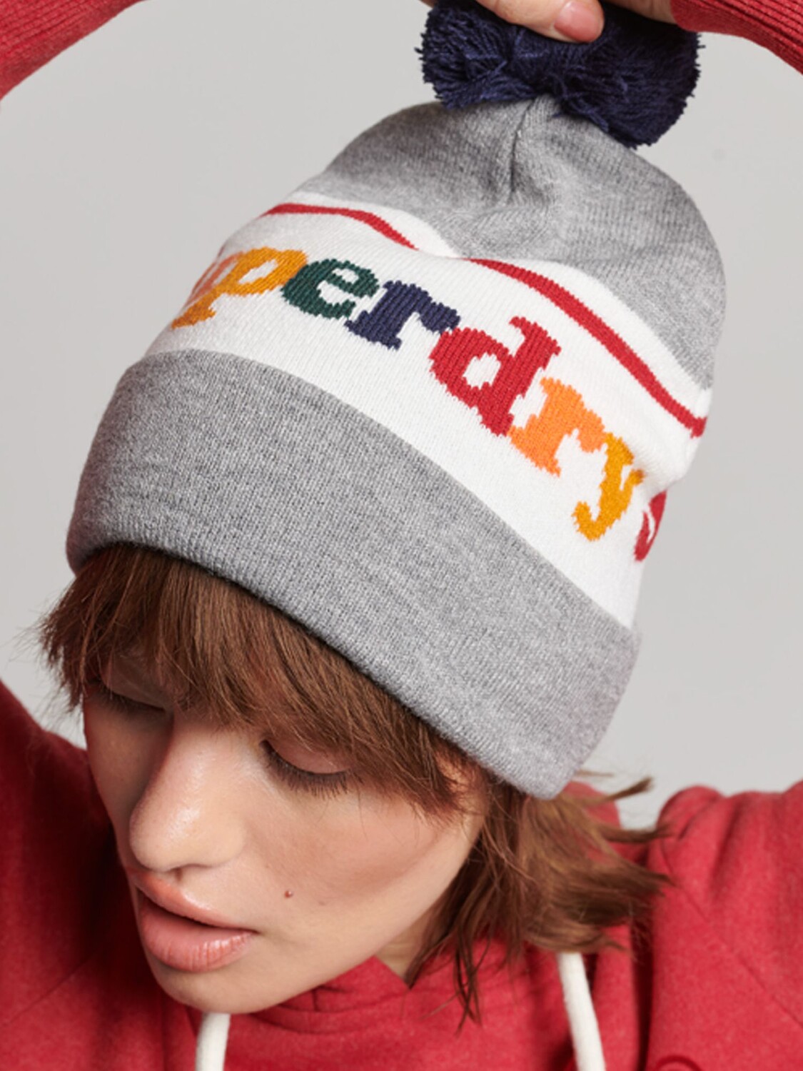 

Базовая шапка-бини с логотипом Superdry, серый мергель/мульти