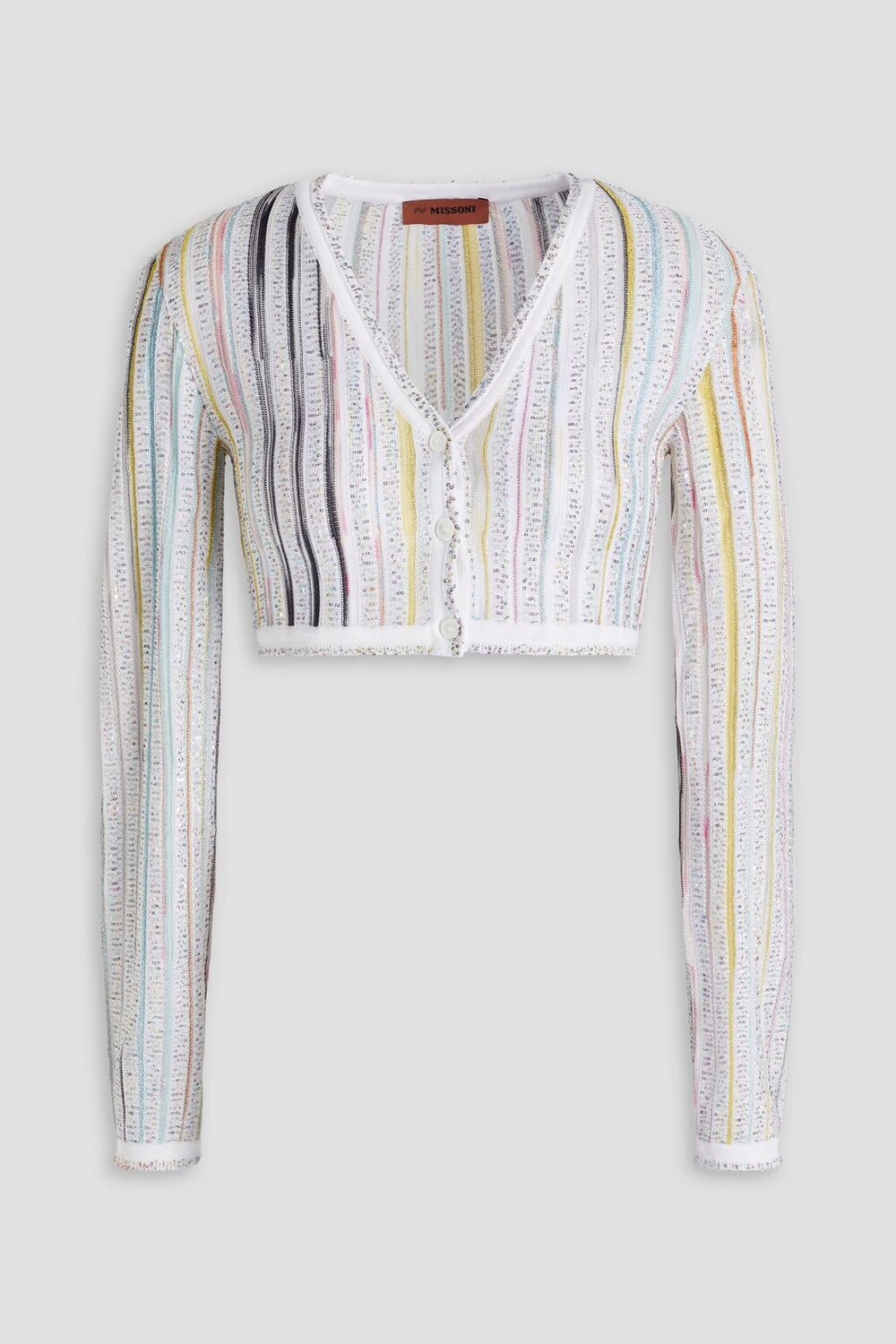 

Укороченный кардиган космического цвета, украшенный пайетками Missoni, белый