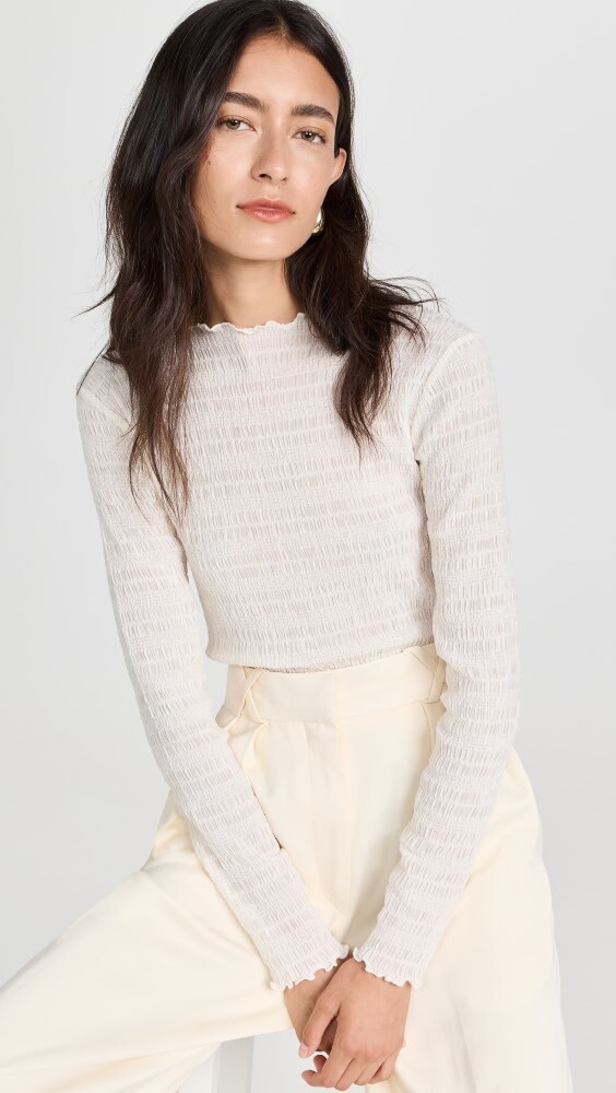 

Топ Vince Long Sleeve Smocked, белый