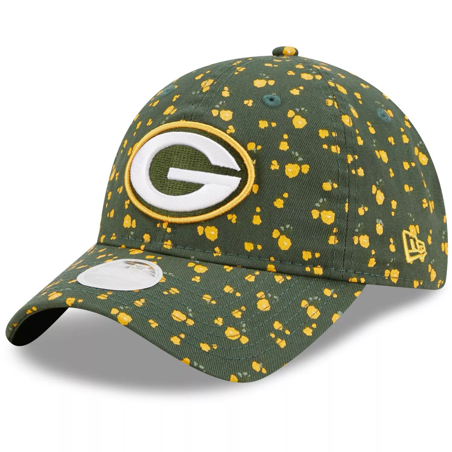 

Женская регулируемая шляпа New Era Green Green Bay Packers с цветочным принтом 9TWENTY New Era