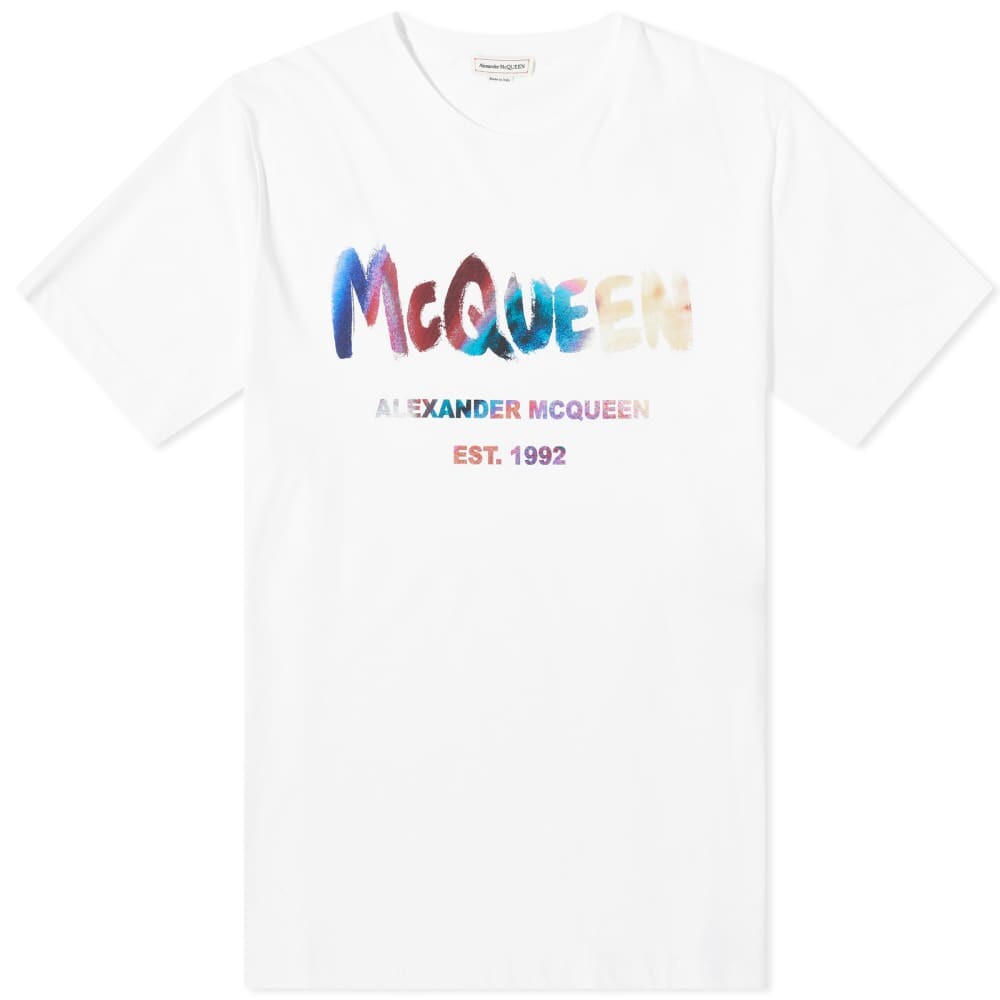 

Футболка с логотипом Alexander McQueen Luminous Graffiti, белый