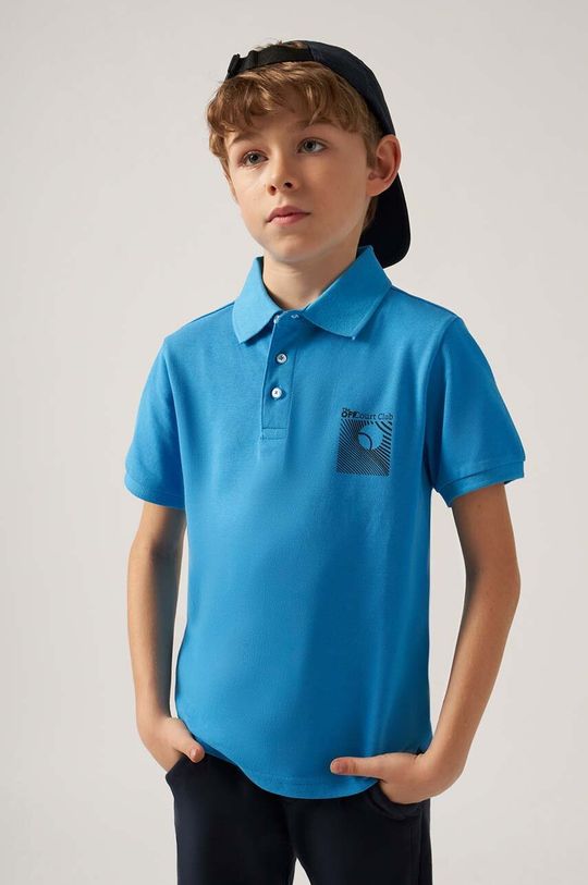 Mayoral Детская хлопковая рубашка-поло, синий