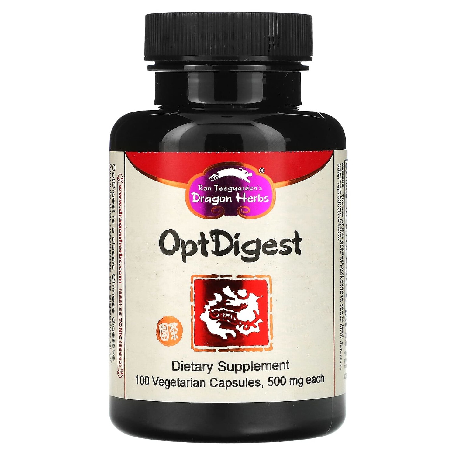 

OptDigest, 500 мг, 100 вегетарианских капсул, Dragon Herbs ( Ron Teeguarden )